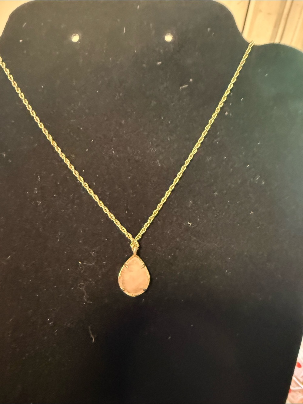 Kendra Scott Gold Chain Necklace with Blush Pink Teardrop Pendant